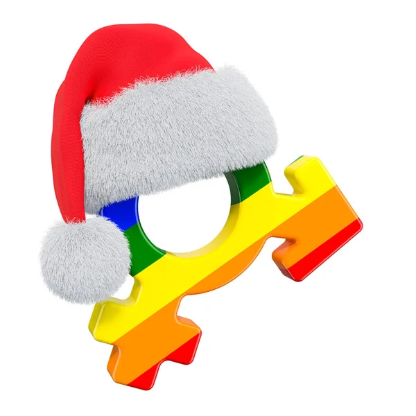 Intersex Transgender Lgbt Symbol Santa Claus Red Christmas Hat Rendering — Stock Photo, Image