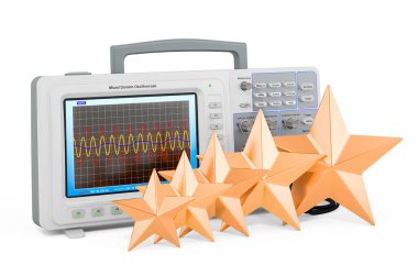 Osilograf konseptinin müşteri değerlendirmesi. Beyaz arkaplanda 3B görüntüleme izole edildi