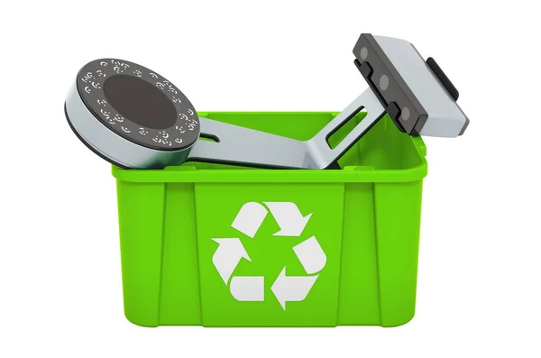 Recycling Mülleimer Mit Scanner Rendering Isoliert Auf Weißem Hintergrund — Stockfoto