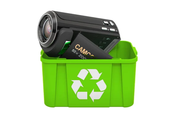 利用视频摄像头回收垃圾桶 在白色背景下隔离3D渲染 — 图库照片