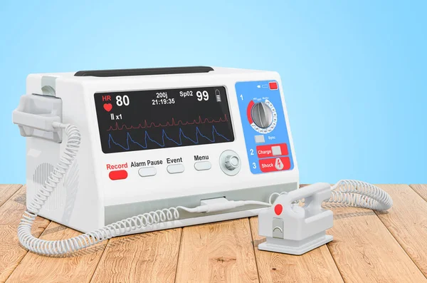 Automatiserad Extern Defibrillator Träplankorna Rendering — Stockfoto
