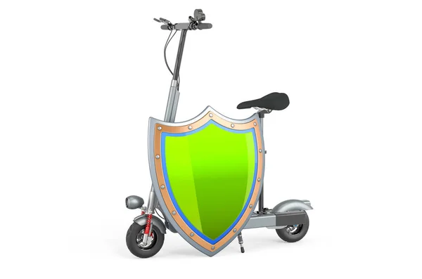 Scooter Motorizado Com Escudo Renderização Isolado Fundo Branco — Fotografia de Stock