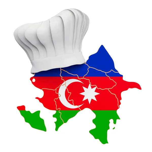 Konsep Masakan Nasional Azerbaijan Topi Koki Dengan Peta Azerbaijan Pencitraan — Stok Foto