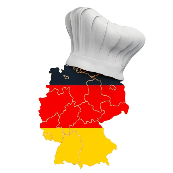 German National Cuisine Concept Chef Hat Flag Germany Rendering Isolated — Stock Photo, Image