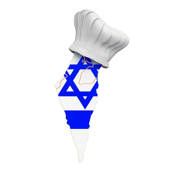 Ισραηλινή Εθνική Κουζίνα Έννοια Καπέλο Σεφ Χάρτη Του Ισραήλ Απόδοση — Φωτογραφία Αρχείου