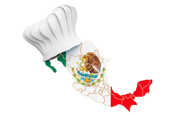 Concept Cuisine Nationale Mexicaine Chapeau Chef Avec Carte Mexique Rendu — Photo