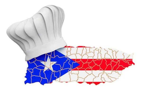 Puerto Rico Nationale Keuken Concept Koksmutsen Met Kaart Van Puerto — Stockfoto
