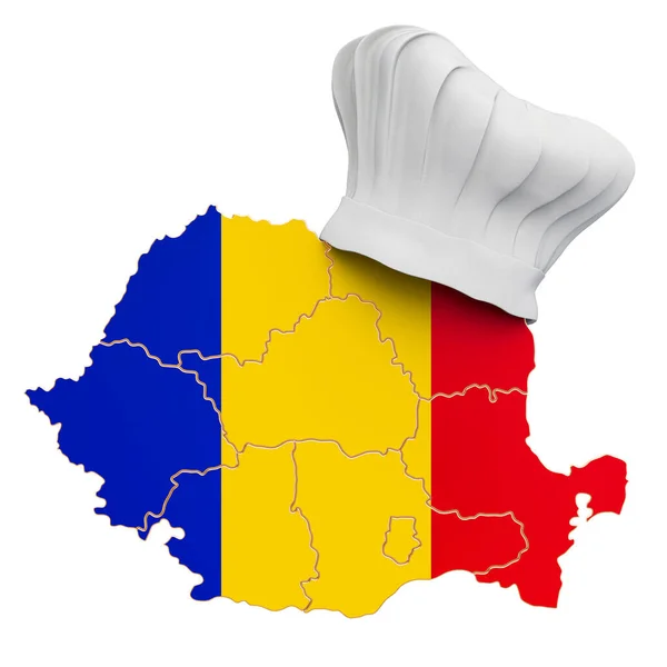 Romanian National Cuisine Concept Chef Hat Map Romania Rendering Isolated — Stock Photo, Image