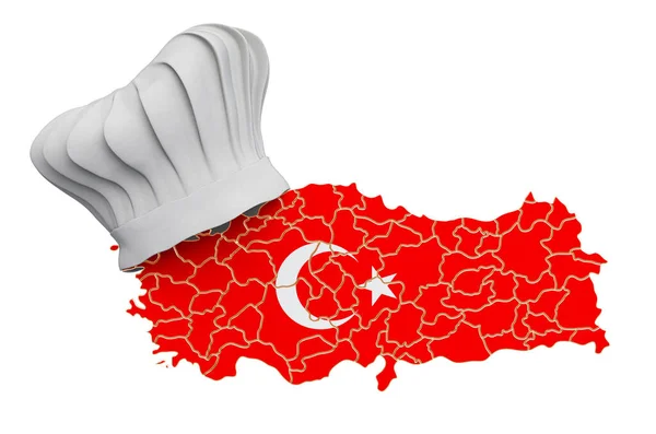 Turkish National Cuisine Concept Chef Hat Map Turkey Rendering Isolated — Stock Photo, Image