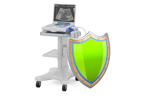 Medical Ultrasound Diagnostic Machine Scanner Shield Rendering Isolated White Background — Stock Photo, Image