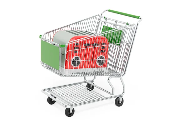 Toaster Retro Design Shopping Cart Rendering Isolated White Background — Stock Photo, Image