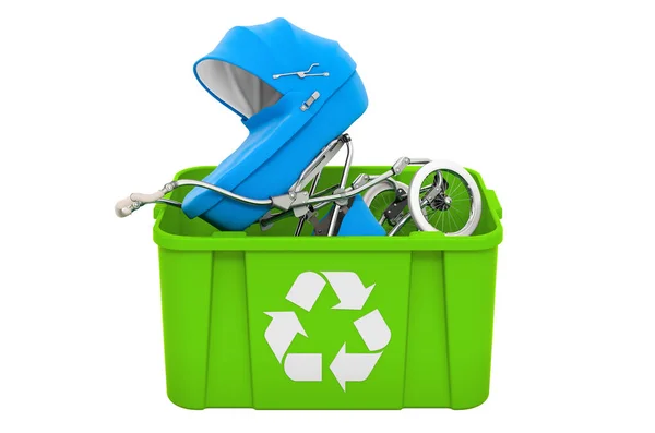 Recycling Mülleimer Mit Kinderwagen Rendering Isoliert Auf Weißem Hintergrund — Stockfoto