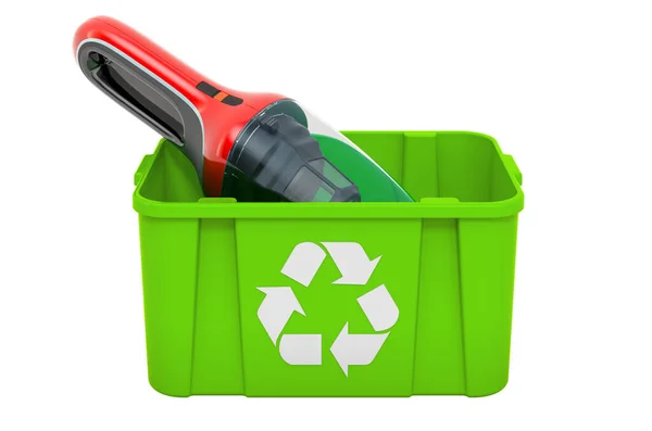 Recycling Mülleimer Mit Tragbarem Staubsauger Rendering Isoliert Auf Weißem Hintergrund — Stockfoto