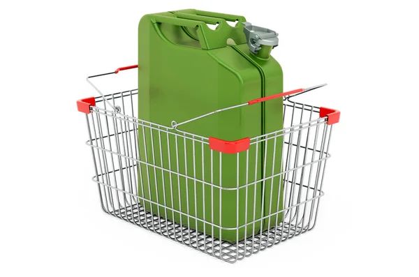 Shopping Basket Jerrycan Rendering Isolated White Background — Stock Photo, Image