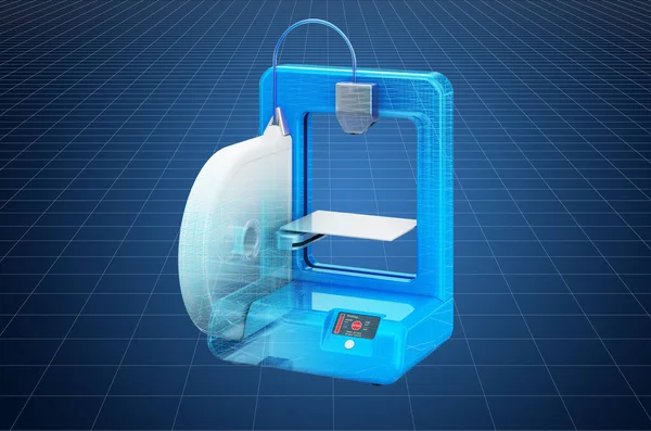 Visualization Cad Model Printer Blueprint Rendering — Stock Photo, Image