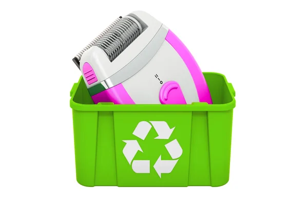 Recycling Trashcan Hair Remover Rendering Isolated White Background — Stock Photo, Image
