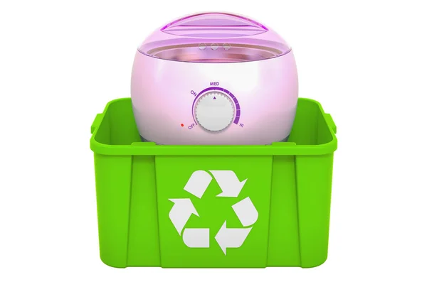 Recycling Mülleimer Mit Wachswärmer Rendering Isoliert Auf Weißem Hintergrund — Stockfoto