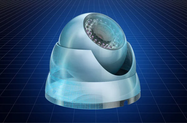 Визуализация Модели Камеры Безопасности Купола Чертеж Рендеринг — стоковое фото