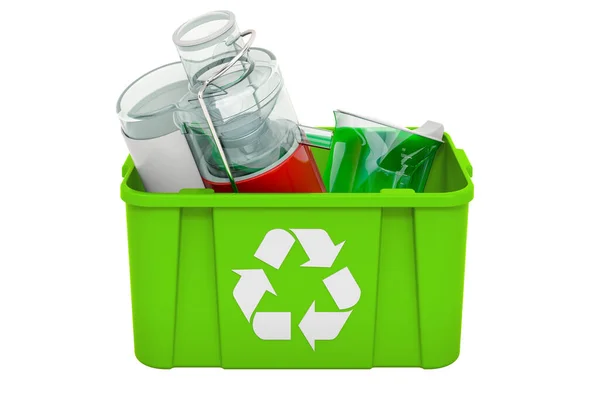 Recycling Mülleimer Mit Elektrischer Saftpresse Rendering Isoliert Auf Weißem Hintergrund — Stockfoto