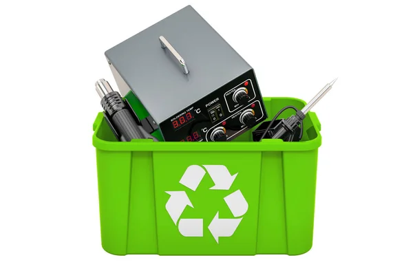 Recycling Trashcan Soldering Station Rendering Isolated White Background — Stock Photo, Image