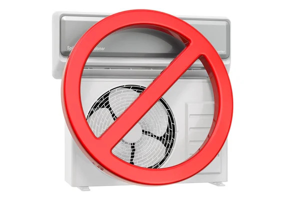 Απαγορευμένη Πινακίδα Κλιματιστικό Απόδοση Απομονωμένη Λευκό Φόντο — Φωτογραφία Αρχείου