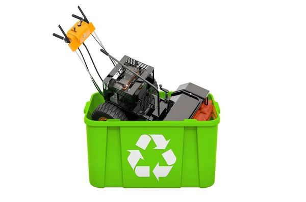 Recycling Trashcan Snow Sweeper Power Brush Broom Industrial Rendering Isolated — Stock Photo, Image