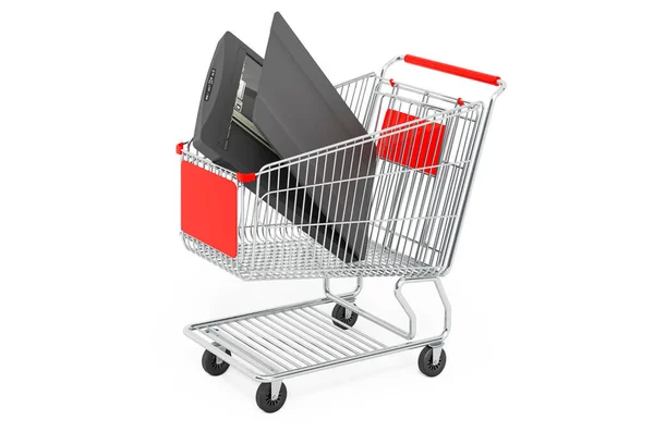 Carrello Con Scanner Rendering Isolato Sfondo Bianco — Foto Stock