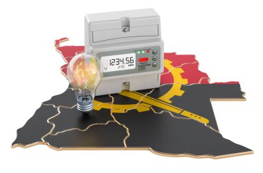 Angola 'da elektrik tüketimi, 3 boyutlu görüntüleme beyaz arka planda izole edildi