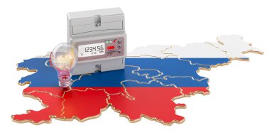 Slovenya 'da elektrik enerjisi tüketimi ve üç boyutlu görüntüleme beyaz arkaplanda izole edildi