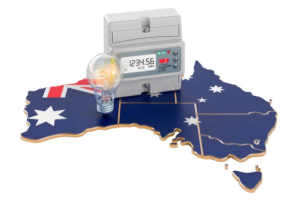 Elektrisk Energiförbrukning Australien Rendering Isolerad Vit Bakgrund — Stockfoto