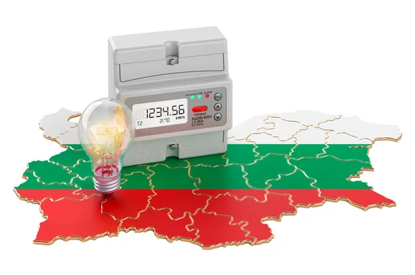 Elektromosenergia Fogyasztás Bulgáriában Renderelés Elszigetelt Fehér Alapon — Stock Fotó