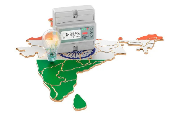 Elektromosenergia Fogyasztás Indiában Renderelés Elszigetelt Fehér Alapon — Stock Fotó