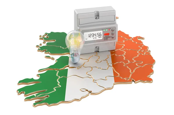 Elektromosenergia Fogyasztás Írországban Renderelés Elszigetelt Fehér Alapon — Stock Fotó