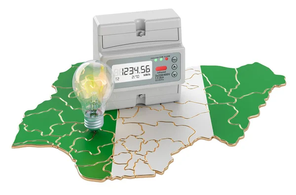 Nijerya Elektrik Tüketimi Beyaz Arka Planda Boyutlu Görüntüleme — Stok fotoğraf