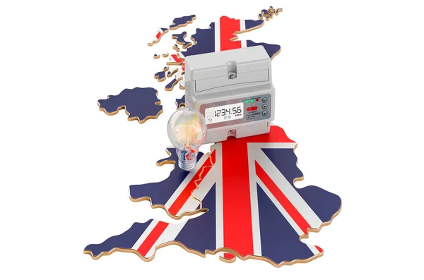 Elenergiförbrukning Storbritannien Rendering Isolerad Vit Bakgrund — Stockfoto