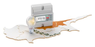 Electric energy consumption in Cypriot, 3D rendering isolated on white background