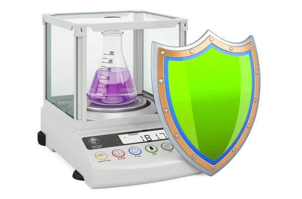 Analytical Balance Digital Lab Scale Shield Rendering Isolated White Background — Foto Stock