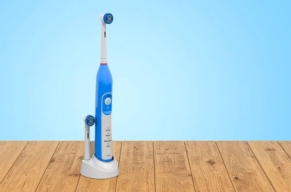 Electric Toothbrush Wooden Planks Rendering — Foto Stock