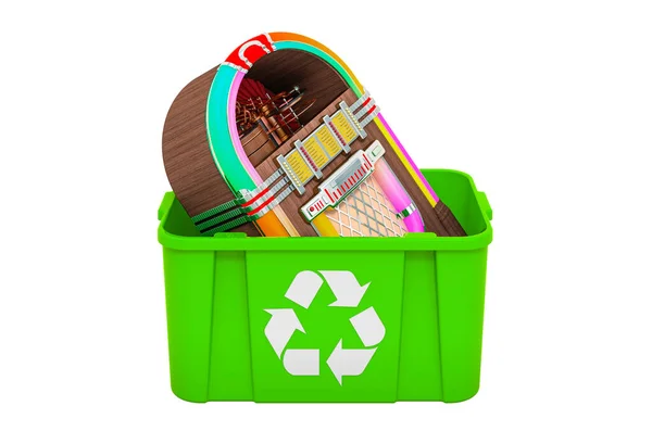 Recycling Trashcan Jukebox Rendering Isolated White Background —  Fotos de Stock