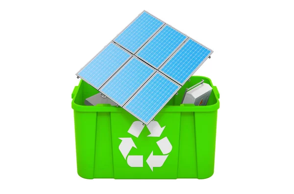 Recycling Trashcan Solar Panel Rendering Isolated White Background — Foto de Stock