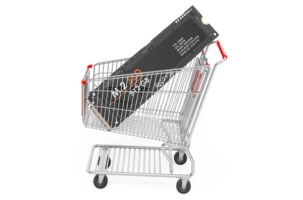 Shopping Cart Ssd Rendering Isolated White Background — Φωτογραφία Αρχείου