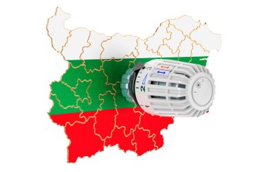 Bulgaristan 'da ısınma tüketiminden tasarruf edilen 3D görüntüleme beyaz arka planda izole edildi