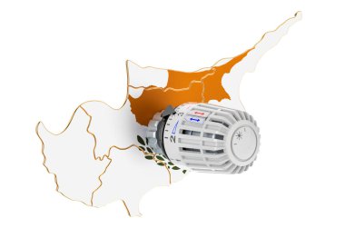 Kıbrıs Rum Kesimi 'nde ısınma tüketiminin korunması, 3 boyutlu görüntüleme beyaz arka planda izole edildi