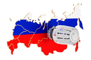 Rusya 'da ısıtma tüketiminin korunması, 3 boyutlu görüntüleme beyaz arka planda izole edildi