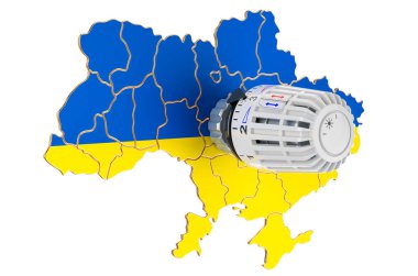 Ukrayna 'da ısıtma tüketimi kaydediliyor, 3D görüntüleme beyaz arka planda izole edildi