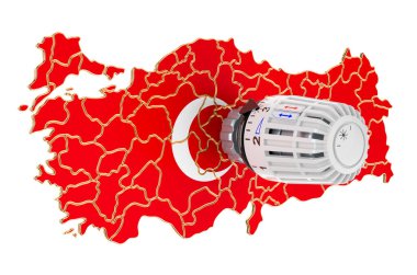 Türkiye 'de ısıtma tüketiminin korunması, 3 boyutlu görüntüleme beyaz arka planda izole edildi