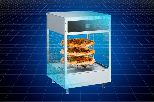 Visualization Cad Model Commercial Countertop Warmer Display Case Blueprint Rendering — Stock Photo, Image
