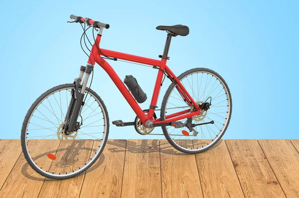 Велосипед Деревянных Досках Рендеринг — стоковое фото