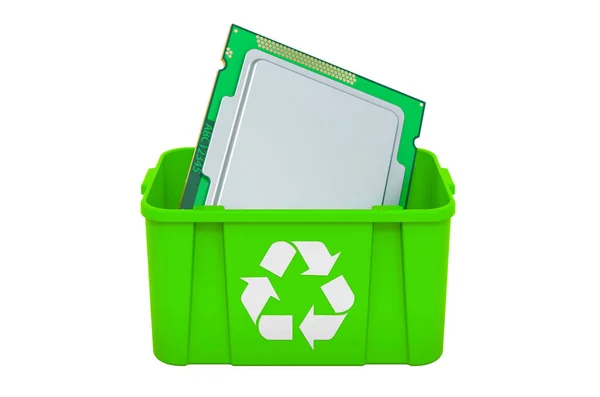 Recycling Szemetes Cpu Renderelés Elszigetelt Fehér Alapon — Stock Fotó