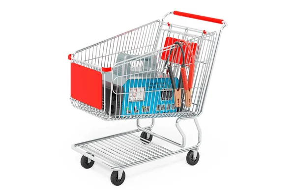 Carrello Con Caricabatteria Auto Rendering Isolato Sfondo Bianco — Foto Stock